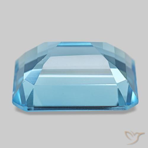 15.85캐럿 천연 스위스 블루 토파즈, 에메랄드 컷, 16.3×12.1 mm, VS