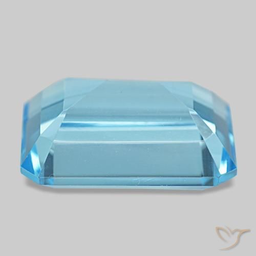 14.58캐럿 천연 스위스 블루 토파즈, 에메랄드 컷, 16.1×12 mm, VS