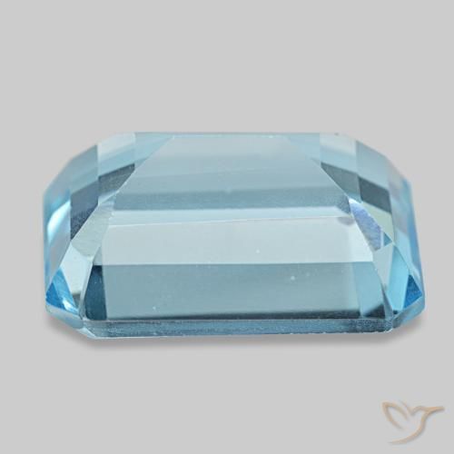 14.56캐럿 천연 스위스 블루 토파즈, 에메랄드 컷, 16×12.1 mm, VS