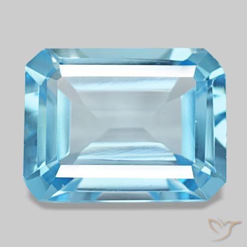 13.53캐럿 천연 스위스 블루 토파즈, 에메랄드 컷, 15.6×12 mm, VS