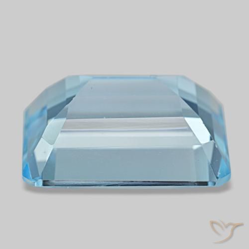 15.82캐럿 천연 스위스 블루 토파즈, 에메랄드 컷, 16.1×12.1 mm, VVS-VS