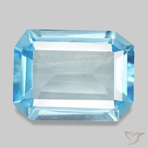 12.60ct 블루 토파즈, 에메랄드 컷, VVS
