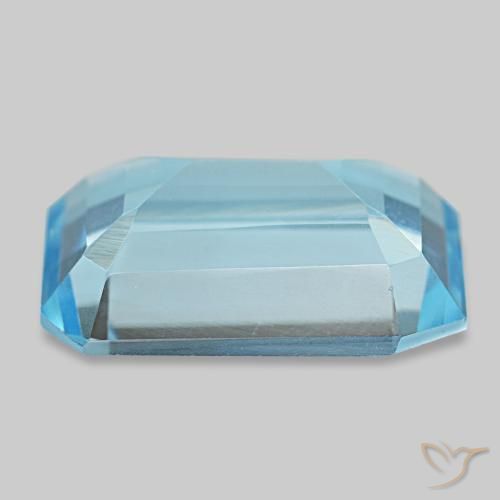 12.60캐럿 천연 스위스 블루 토파즈, 에메랄드 컷, 16×12 mm, VVS