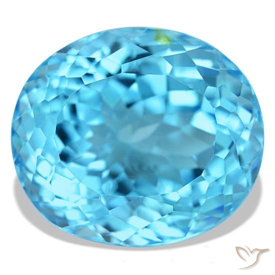 23.74캐럿 천연 스위스 블루 토파즈, 타원형 컷, 17.1×14.8 mm, VS