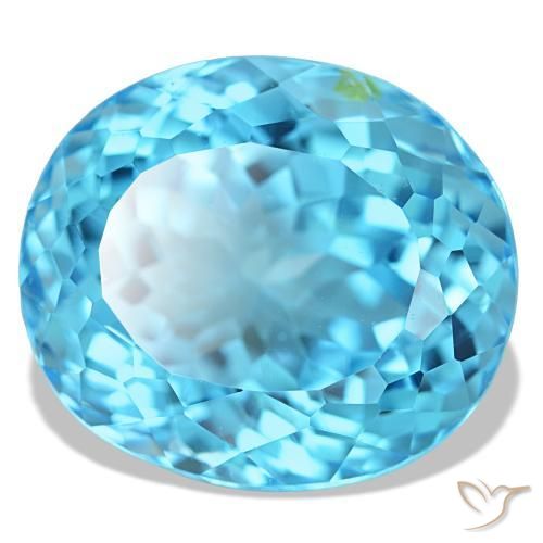 23.74캐럿 천연 스위스 블루 토파즈, 타원형 컷, 17.1×14.8 mm, VS