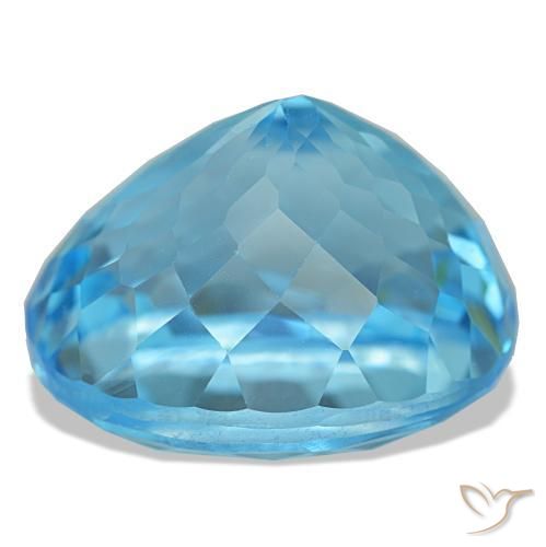 23.74캐럿 천연 스위스 블루 토파즈, 타원형 컷, 17.1×14.8 mm, VS