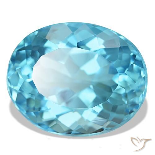 21.16캐럿 천연 스위스 블루 토파즈, 타원형 컷, 17.7×14.4 mm, VVS-VS