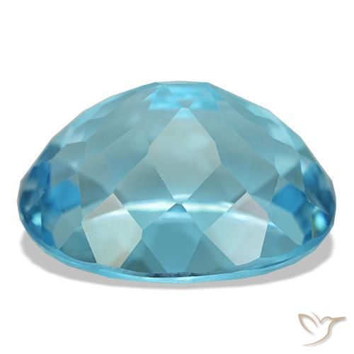 21.16캐럿 천연 스위스 블루 토파즈, 타원형 컷, 17.7×14.4 mm, VVS-VS