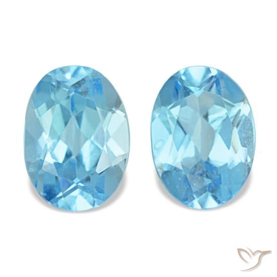 2.29캐럿 천연 스위스 블루 토파즈 보석, 타원형 컷, 7.6×5.5 mm, VS