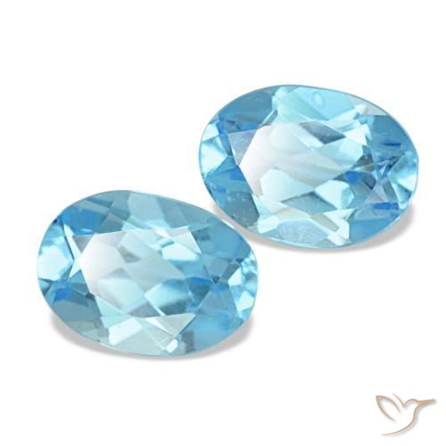 2.29캐럿 천연 스위스 블루 토파즈 보석, 타원형 컷, 7.6×5.5 mm, VS