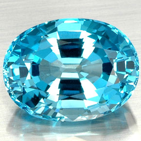 22.73캐럿 천연 스위스 블루 토파즈, 타원형 컷, 19×14.4 mm, VVS