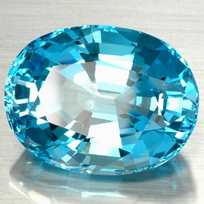 22.73캐럿 천연 스위스 블루 토파즈, 타원형 컷, 19×14.4 mm, VVS