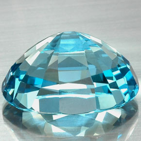 22.73캐럿 천연 스위스 블루 토파즈, 타원형 컷, 19×14.4 mm, VVS