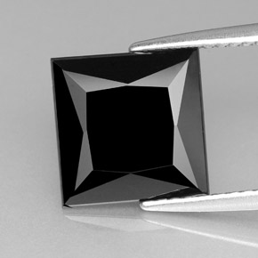 3.06캐럿 천연 검정색 투르말린, 스퀘어, 9.6×9.5 mm, 불투명체