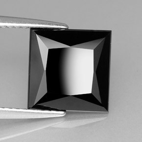 3.06캐럿 천연 검정색 투르말린, 스퀘어, 9.6×9.5 mm, 불투명체