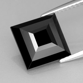 3.06캐럿 천연 검정색 투르말린, 스퀘어, 9.6×9.5 mm, 불투명체
