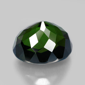 5.74캐럿 천연 딥 그린 투르말린, 타원형 컷, 11.4×9.5 mm, VVS
