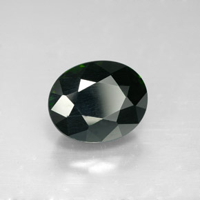 3.44캐럿 천연 Black Green 투르말린, 타원형 컷, 9.9×8 mm, VVS-VS