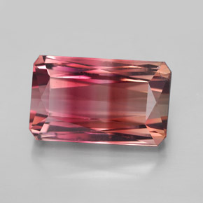 9.52캐럿 천연 바이컬러 투르말린, 에메랄드 컷, 15×9.3 mm, VVS-VS