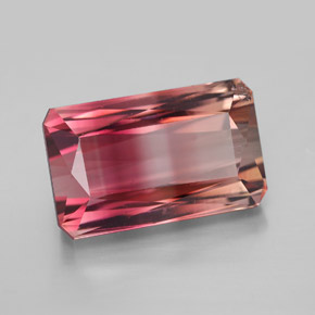 9.52캐럿 천연 바이컬러 투르말린, 에메랄드 컷, 15×9.3 mm, VVS-VS