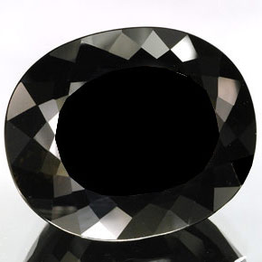 79.41캐럿 천연 녹빛 블랙 투르말린, 타원형 컷, 28.5×23.7 mm, 불투명체