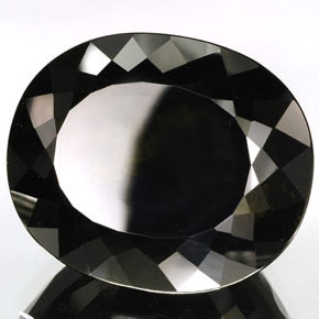 79.41캐럿 천연 녹빛 블랙 투르말린, 타원형 컷, 28.5×23.7 mm, 불투명체