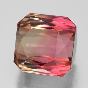 5.26캐럿 천연 바이컬러 투르말린, 에메랄드 컷, 8.9×9.1 mm, VVS-VS