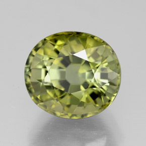 3.86캐럿 천연 녹빛 골든 투르말린, 타원형 컷, 9.6×8.7 mm, VVS-VS
