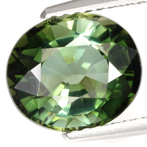3.55캐럿 천연 그린 투르말린, 타원형 컷, 9.9×8.6 mm, VVS-VS