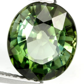 3.55캐럿 천연 그린 투르말린, 타원형 컷, 9.9×8.6 mm, VVS-VS