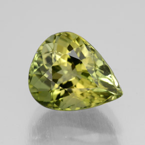 3.22캐럿 천연 노란빛 그린 투르말린, 배 모양, 10.1×8.3 mm, VVS-VS