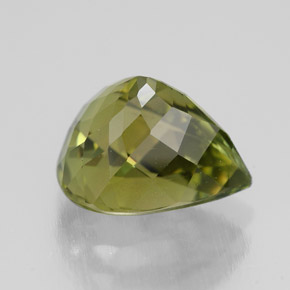 3.22캐럿 천연 노란빛 그린 투르말린, 배 모양, 10.1×8.3 mm, VVS-VS