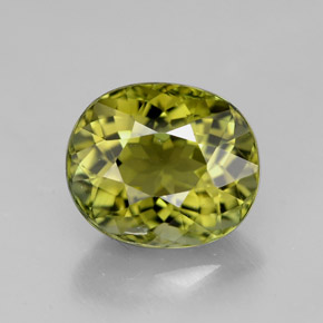 3.90캐럿 천연 노란빛 그린 투르말린, 타원형 컷, 10.2×8.7 mm, VVS-VS