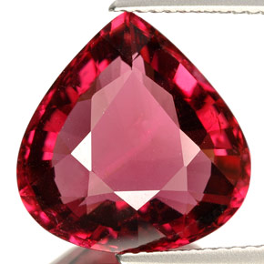 7.68캐럿 천연 핑크 레드 투르말린, 배 모양, 14.2×13.8 mm, VVS-VS