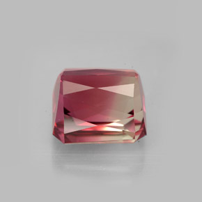 7.48캐럿 천연 바이컬러 투르말린, 에메랄드 컷, 10.4×9.3 mm, VVS