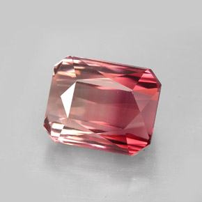 8.43캐럿 천연 바이컬러 투르말린, 에메랄드 컷, 11.9×9.7 mm, VVS