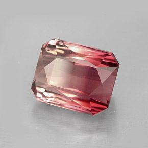 8.43캐럿 천연 바이컬러 투르말린, 에메랄드 컷, 11.9×9.7 mm, VVS