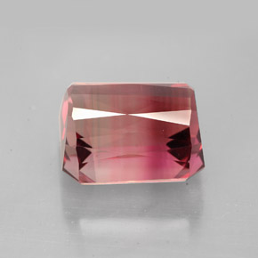 8.43캐럿 천연 바이컬러 투르말린, 에메랄드 컷, 11.9×9.7 mm, VVS