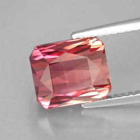 3.96캐럿 천연 바이컬러 투르말린, 에메랄드 컷, 8.9×7.6 mm, VVS