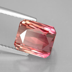 3.96캐럿 천연 바이컬러 투르말린, 에메랄드 컷, 8.9×7.6 mm, VVS