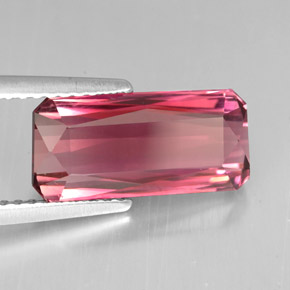 3.75캐럿 천연 멀티 핑크 투르말린, 에메랄드 컷, 13.2×6.3 mm, VVS-VS
