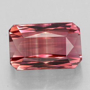 5.34캐럿 천연 멀티 핑크 투르말린, 에메랄드 컷, 11.6×7.5 mm, VVS