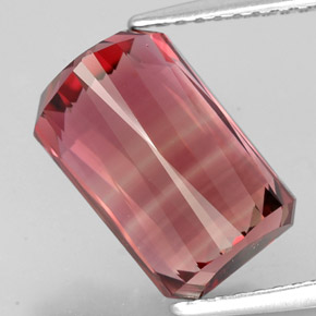 5.34캐럿 천연 멀티 핑크 투르말린, 에메랄드 컷, 11.6×7.5 mm, VVS