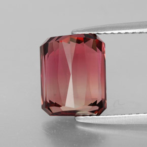 3.90캐럿 천연 바이컬러 투르말린, 에메랄드 컷, 9.4×7.6 mm, VVS