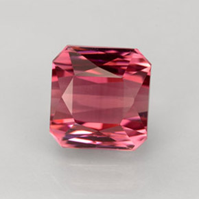 4.00캐럿 천연 레드 핑크 투르말린, 에메랄드 컷, 8×7.7 mm, VVS-VS
