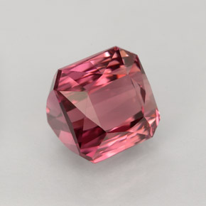 4.00캐럿 천연 레드 핑크 투르말린, 에메랄드 컷, 8×7.7 mm, VVS-VS