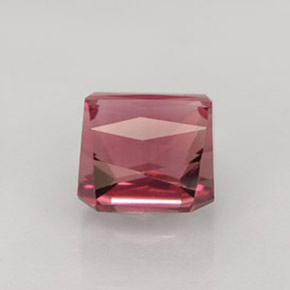 4.00캐럿 천연 레드 핑크 투르말린, 에메랄드 컷, 8×7.7 mm, VVS-VS