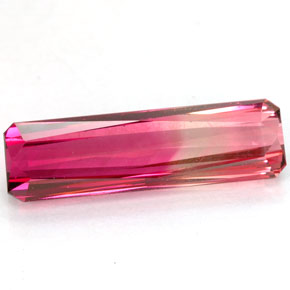 4.28캐럿 천연 바이컬러 투르말린, 에메랄드 컷, 18×5.2 mm, VVS-VS