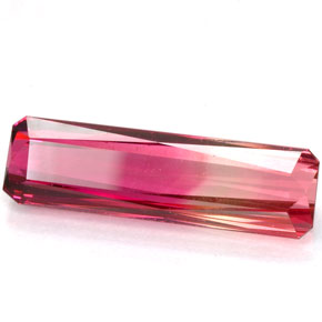 4.28캐럿 천연 바이컬러 투르말린, 에메랄드 컷, 18×5.2 mm, VVS-VS
