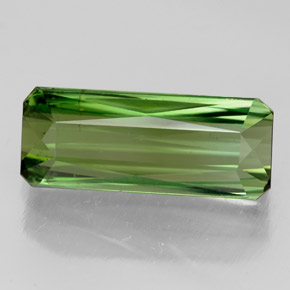 4.44캐럿 천연 네온 그린 투르말린, 에메랄드 컷, 14.7×5.9 mm, VS